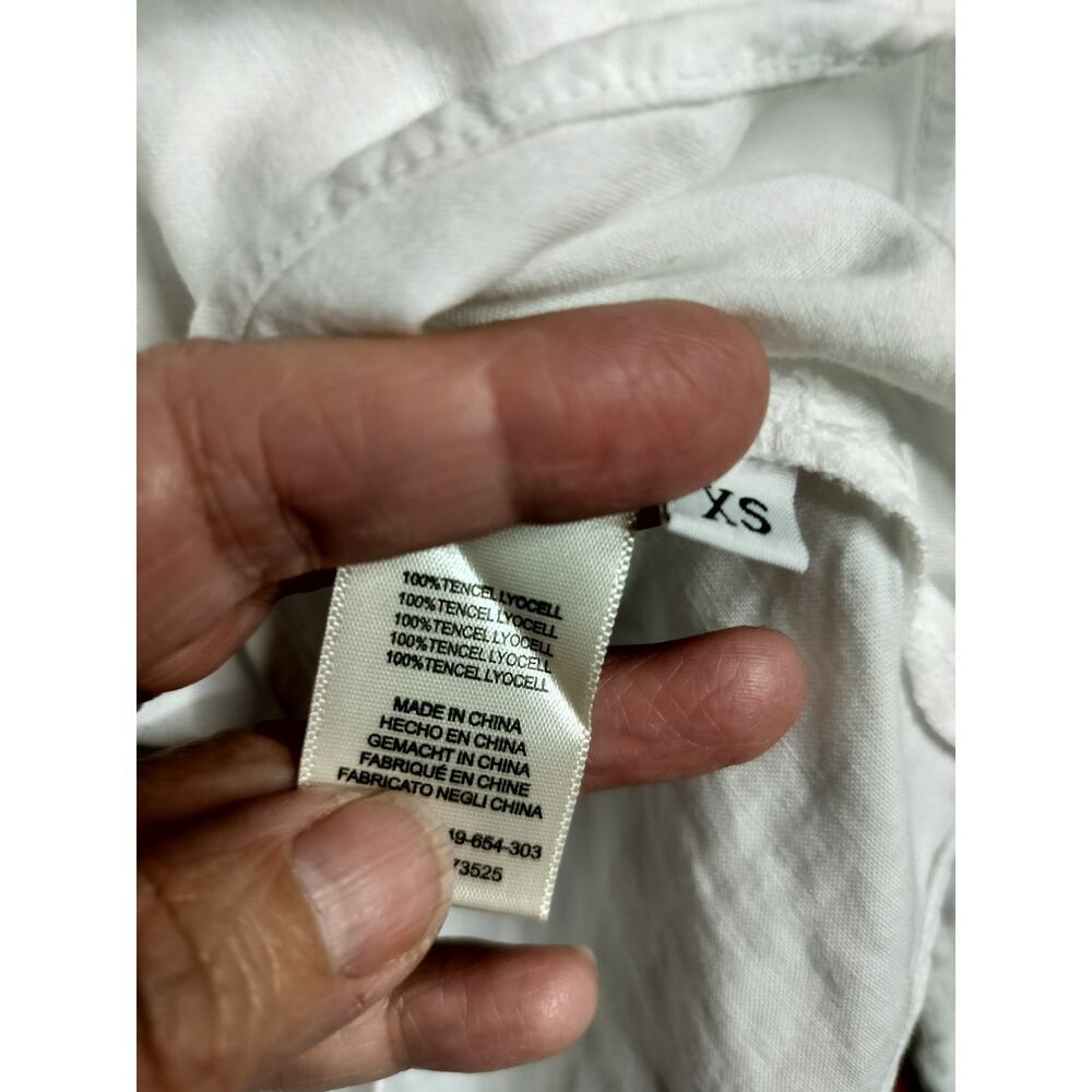 3467) Anthropologie Cloth & Stone White Long Sleeve Splitneck Henley Shirt XS - Picture 8 of 9